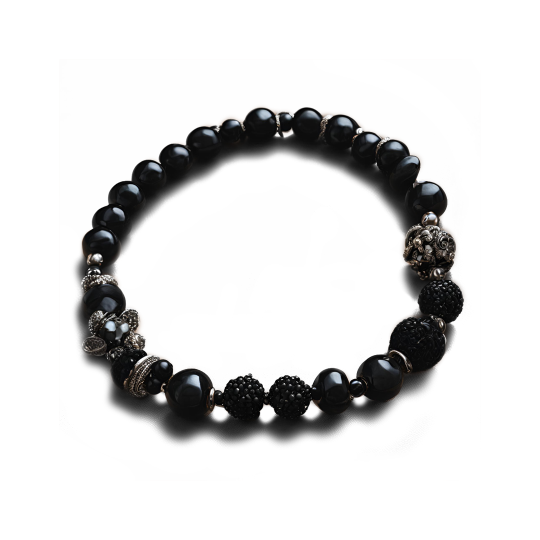 Dark Elegance Black Beaded Bracelet
