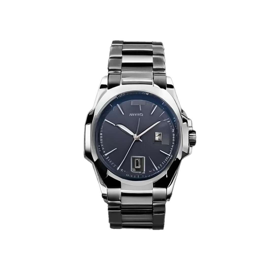 Navy Blue Silver Analog Date Watch