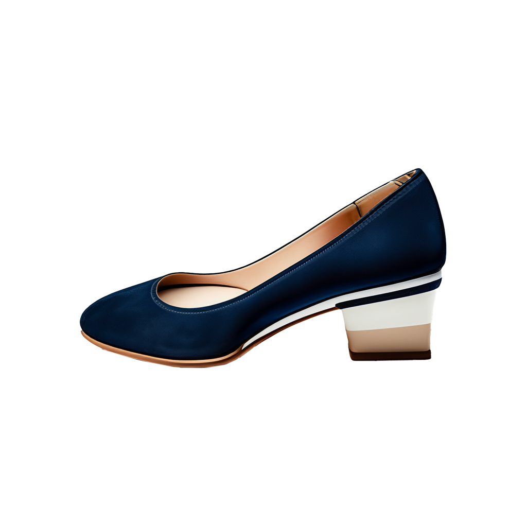 Navy Block Heel Pumps