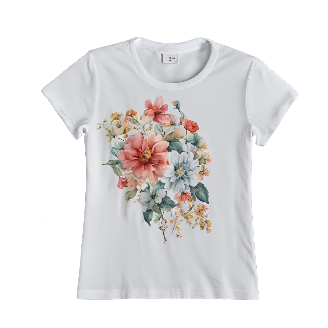 Floral print white-tshirt
